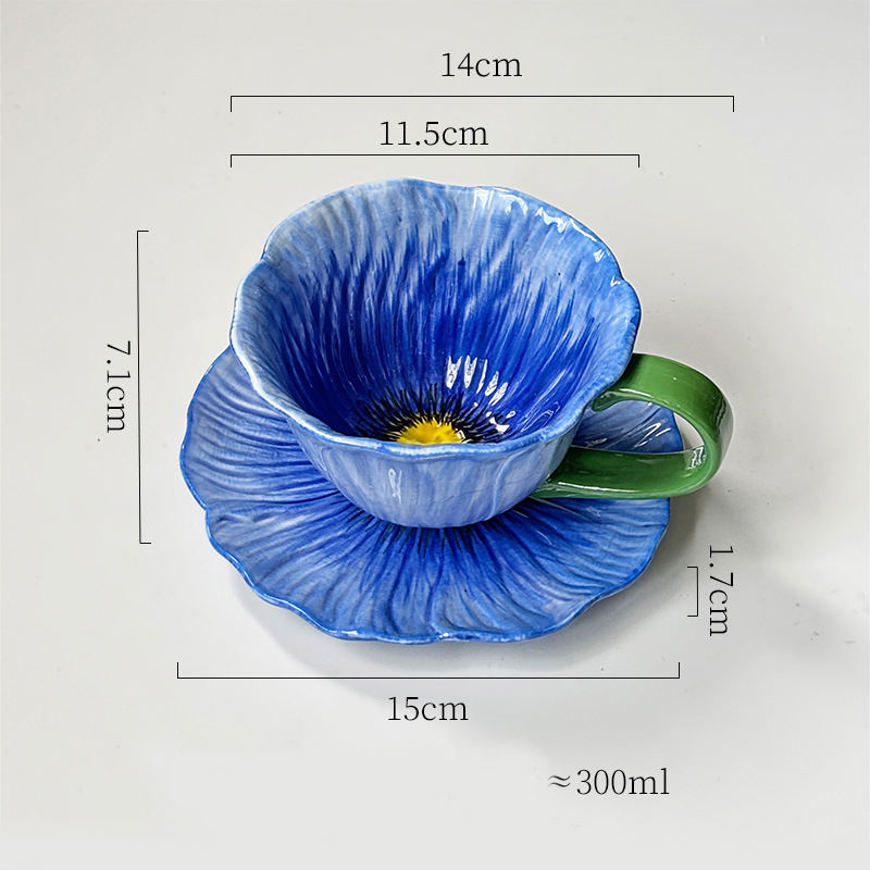 Blue mug and saucer set