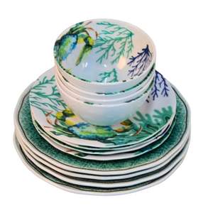 Nuevo Juego de <span class=keywords><strong>Vajilla</strong></span> de <span class=keywords><strong>Melamina</strong></span> de 12 Piezas con Diseño de Cangrejo y Coral Azul Océano para el Verano - Product Image 2