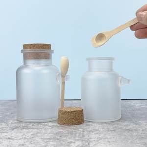 <b>Empty</b> 100ml 200ml 300ml Round Body Scrub Matte Plastic Bath Salt Bottle With Cork and Spoon Cosmetic Packaging - Product Image 3