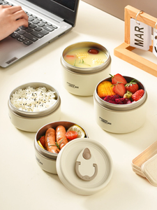 304 Stainless Steel Insulated Lunch Box Set Round Stackable Food Container with Leak Proof Lid and Thermal Bag for Office School - Product Image 5