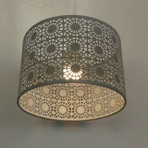 Da Lộn Màu Xám Vải Laser Cắt Hoa Nhung Trần Chụp Đèn <span class=keywords><strong>E27</strong></span> Đảo Ngược <span class=keywords><strong>Gimble</strong></span> - Product Image 3