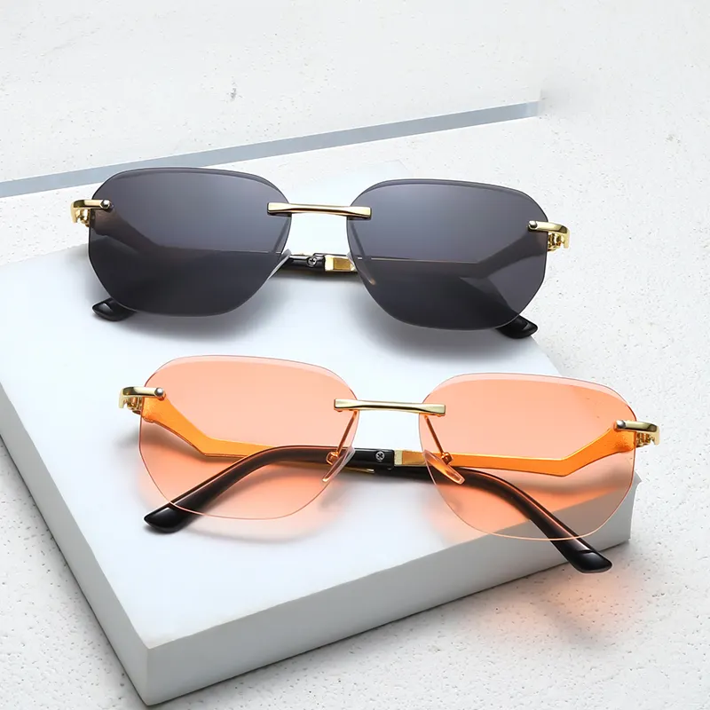 2024 không có vành Retro vuông kính mát nam hợp thời trang sang trọng tùy chỉnh Sun Glasses cho