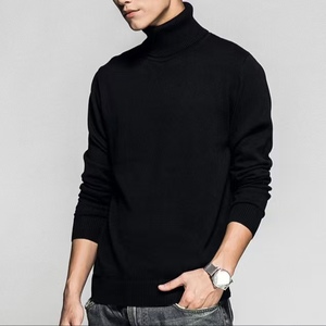Nuevos suéteres de Cachemira Color sólido Cómodo Suéter de cuello simulado Hombres Suéteres suaves de manga larga delgados para hombres - Product Image 5