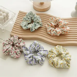 Factory Price Spring and Summer Elastic Hair Band Women Ponytail Holder Lovely Flower Hair Scrunchies accessories