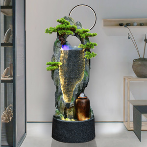 Chinese Style Floor Standing Water Fountain Resin Rockery Landscape Decor With Led Light For Living Room Office <b>Humidifier</b> - Product Image 3