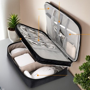 Sac de rangement pour câbles Beilian, rectangulaire, en polyester, organiseur de voyage pour accessoires électroniques, utilisation en voyage - Product Image 2