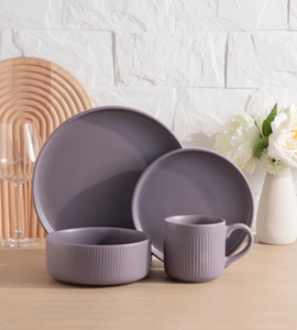 ชุดอาหารเย็นเซรามิกสีโมรันดีแบบปรับแต่งได้ พร้อมจาน ชาม และแก้วสโตนแวร์ทำมือ สำหรับขายส่ง - Product Image 6