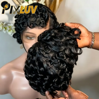 Perruque Chioma en promotion, perruque courte bouclée 13x4 HD avec dentelle transparente, perruque en cheveux humains naturels noirs pour femmes noires