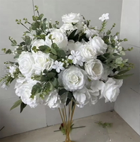 FL-012 Grande boule de fleurs blanches en rose et en gypsophile, centre de table pour mariage, événement, décoration de fête