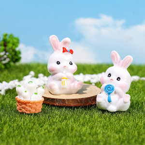 Figurine en résine de lapin mignon, mini décoration animale, ornement de bureau à domicile, cadeau artisanal - Product Image 3