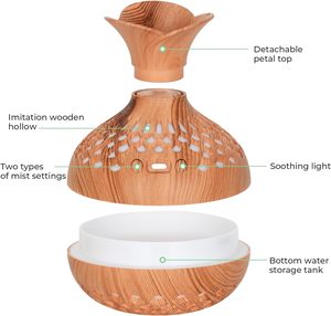 Portable 7 Color LED Night Light USB Plastic Wood Grain Ultrasonic <b>Mist</b> <b>Humidifier</b> 300ml Capacity for Home Household & Hotel Use - Product Image 4