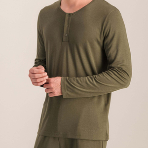 Set di pigiami in bambù da <span class=keywords><strong>uomo</strong></span> con camicia a manica lunga e pantaloni in Jersey da <span class=keywords><strong>uomo</strong></span> <span class=keywords><strong>pigiama</strong></span> in due pezzi abbigliamento da notte per <span class=keywords><strong>uomo</strong></span> - Product Image 2