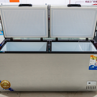 Réfrigérateur horizontal commercial, congélateur coffre, 2 portes, refroidissement direct, autonome, affichage LED, pour usage en restaurant