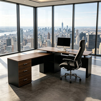 Bureau de direction professionnel réglable en hauteur en L avec un seul moteur, table de direction assis-debout avec tiroirs pour bureau de marque OEM