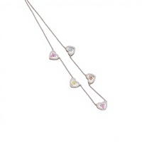 Nouveau collier tendance en argent sterling 925 avec pendentif magnétique personnalisé en forme de cœur rose en zircon et trèfle à quatre feuilles