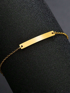 DuoYing Unique 18K chapado en oro de acero inoxidable nombre del bebé pulsera cumpleaños niños grabado láser personalizado perfecto Santa secreto <span class=keywords><strong>regalo</strong></span> - Product Image 6