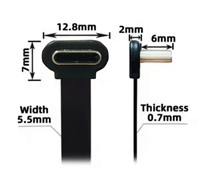 Câble flexible FPC de type C à angle droit, charge sans fil mâle/femelle, conversion FPV à 180 degrés, téléphone portable, ordinateur, cuivre pur