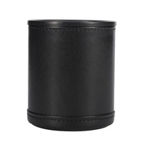 Deskjoy Tasse à dés en cuir silencieuse de 3.75 pouces à l'intérieur de la couverture en velours avec 4 dés transparents pour bar et plateau de jeu