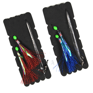 Set da Pesca in Mare all'Ingrosso, Rig Flasher 5/0 con Supporto in Schiuma, Confezione Blister, Rig Sabiki Rosso e Blu per Pesca in Mare - Product Image 2
