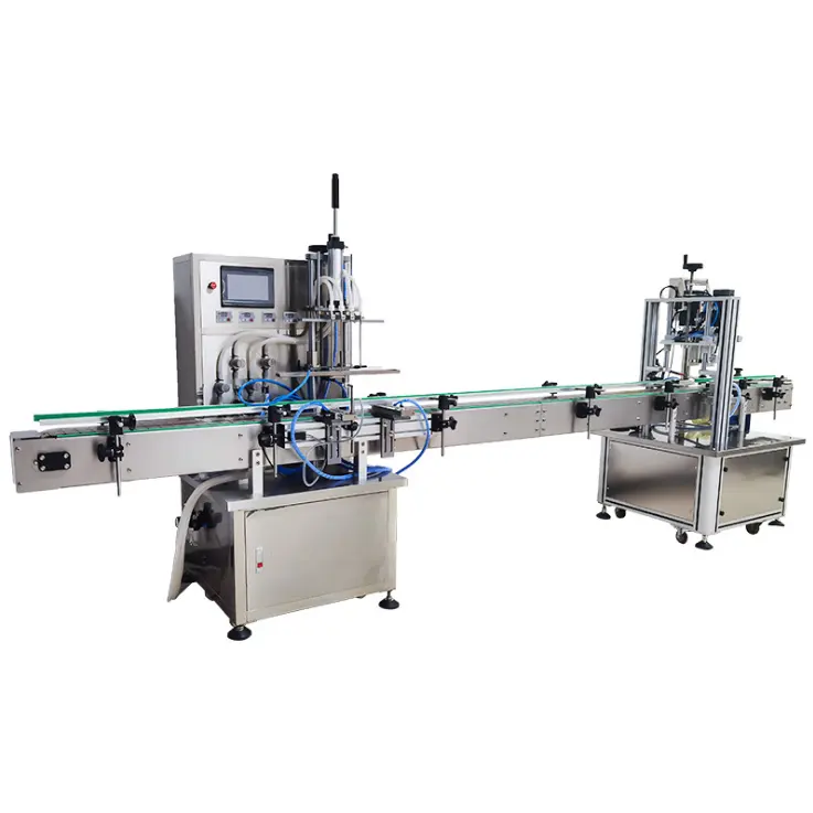 Linha de produção automática de máquina tampando e enchimento de álcool/líquido com 4 cabeças