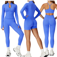 Nouveau sans couture Yoga ensemble femmes 5 pièces tenue veste croix sangle soutien-gorge gilet Shorts Leggings séchage rapide gymnastique course vêtements de sport