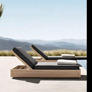 柚木户外休闲阳台沙发床定制新款木质躺椅休闲户外躺椅
