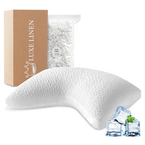 Oreiller de lit moderne en mousse à mémoire de forme déchiquetée en forme de lune avec logo personnalisé, réglable pour le soutien du cou et des épaules, rafraîchissant - Product Image 1