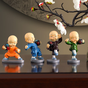 Cute Resin Kung Fu Monk Set Of 4 Statue Miniature Buddha <strong>Figurine</strong> Wise Figure Baby Monk Sculpture Collectibles Crafts Arts Zen - Product Image 4