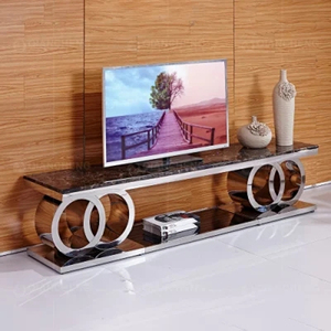 Modernos Soportes de <span class=keywords><strong>TV</strong></span> de Mármol Negro para Sala de Estar, Soporte de Exhibición de <span class=keywords><strong>TV</strong></span> Publicitario, Soporte de <span class=keywords><strong>TV</strong></span> Plateado Antiguo - Product Image 1