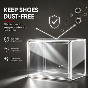 Clear Acrylic Stackable Drop Front <b>Shoe</b> Display Box with Transparent Plastic <b>Storage</b> Organizer for <b>Wardrobe</b> and Living Room - Product Image 2