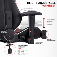 Chaise de jeu avec suspension à ressorts serpentin, inclinaison à 155 degrés, charge maximale de 150 kg, chaise de course pour l'e-sport et le gaming
