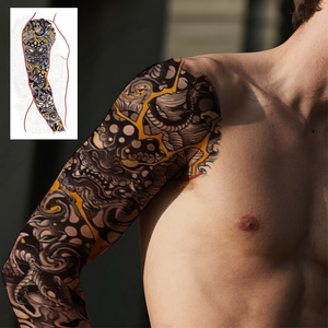 Tatuaje Temporal de Diseño Tribal Moderno y <span class=keywords><strong>Sexy</strong></span> para <span class=keywords><strong>Hombre</strong></span>, Color Blanco, de Larga Duración (2 Semanas), para Brazo Completo, Transferible al Agua - Product Image 5