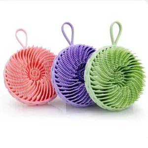 แปรงแชมพูซิลิโคน 2 in 1 รูปทรงดอกบัว แปรงสระผมแบบพกพา หวีสระผมแบบมือถือ แปรงนวดหนังศีรษะสองด้าน สำหรับดูแลเส้นผม - Product Image 3