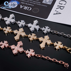 Pulsera de eslabones cubanos de moissanita con certificado GRA, chapada en rodio, de plata maciza 925, pulsera cruzada, joyería Hiphop Iced Out - Product Image 3