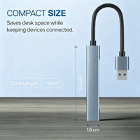 HUB USB de 4 puertos USB3.0 Velocidad de transferencia de hasta 5Gpbs Cuerpo metálico con carcasa de aleación de aluminio