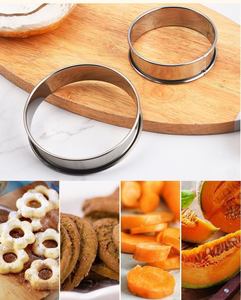 Cincin pengeriting ganda baja tahan karat, cincin menara Mousse bulat lingkaran Muffin cetakan kue biskuit - Product Image 2