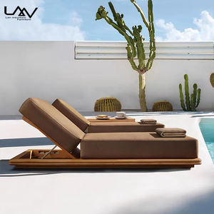 Silla de salón de tela impermeable de teca para <span class=keywords><strong>hotel</strong></span> al aire libre de estilo moderno muebles de cama de <span class=keywords><strong>sol</strong></span> al aire libre ajustables para jardín, patio y playa - Product Image 1