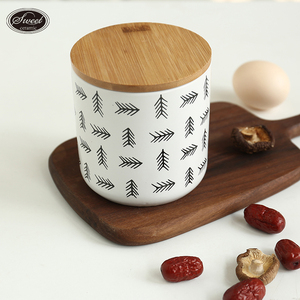 Barattolo in Ceramica SWT con Coperchio in Bambù, Contenitore Sigillato per Alimenti, Caffè e Tè, Organizzatore da Cucina con Design 'Coffee/Love' - Product Image 5