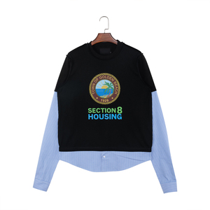 T-shirt da uomo personalizzata nera girocollo a maniche corte con inserti in tessuto, maniche in jersey 100% cotone, vestibilità regolare, <span class=keywords><strong>logo</strong></span> stampato - Product Image 1