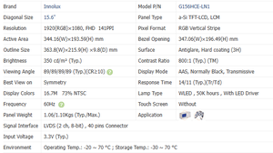 G156HCE-LN1 Original Nuevo Panel LCD Industrial de 15.6 Pulgadas 1920*1080 FHD 350nits Pantalla TFT para Juegos de Uso Industrial - Product Image 2