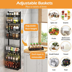 Over-the-<strong>Door</strong> Pantry Organizer for Kitchen Metal Paper Storage <strong>Rack</strong> Hanging From the <strong>Back</strong> <strong>of</strong> the <strong>Door</strong> <strong>Shoes</strong> Bags Also Bathroom - Product Image 4