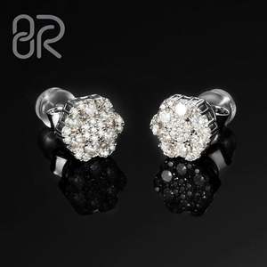 Pendientes de tuerca de 9MM VVS diamante moissanita gran oferta Bling Iced Out grueso 925 Plata para mujer joyería fina al por mayor - Product Image 1