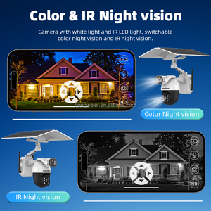 Hongglobal 8MP 4k ống kính kép Wifi năng lượng mặt trời Powered không dây PTZ surveil máy ảnh ICAM + UBOX 360 độ ngoài trời Wifi năng lượng mặt trời cctv camera - Product Image 5