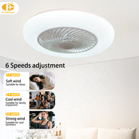 Ventilateur de plafond blanc simple avec lumière LED à intensité variable et télécommande, ventilateur-lumière DC 3-en-1 haute vitesse pour la décoration moderne de chambre à coucher