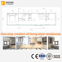 Maison conteneur à montage rapide pour logement de directeur de chantier, avec suite 2 chambres et 1 salon, murs isolés et pré-câblée