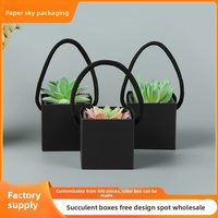 Boîte carrée créative en papier kraft, emballage portable pour plantes succulentes, sac en papier épais imperméable pour pépinière et exportation