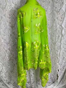 Vente en gros bon marché, foulards ethniques traditionnels respirants pour femmes, grande écharpe en mousseline de soie, hijab, broderie florale durable pour musulmans africains - Product Image 6