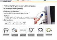 Nouveau moniteur patient 15 pouces économique avec EtCO2, moniteur multiparamètres pour signes vitaux vétérinaires, moniteur pour animaux de compagnie