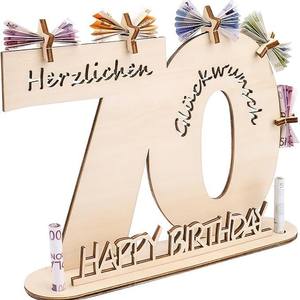 Decoración de Madera para Cumpleaños Número 18, Ecológica, con Elegante Grabado, Regalo con Felicitaciones para Fiesta Alemana - Product Image 2