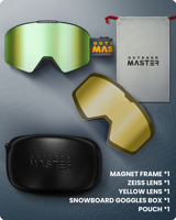 Lunettes de neige magnétiques OutdoorMaster Falcon avec ZEISS, lentille anti-buée sans cadre